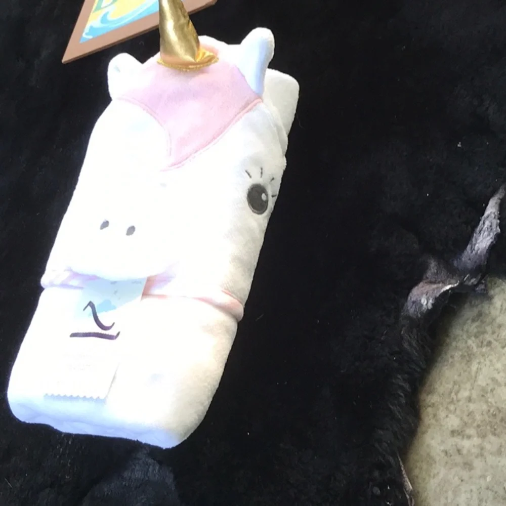 NWT Cloud Island White Unicorn Infant Hooded Towel 30x30 Certified 100 OEKO-TEX